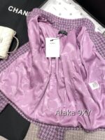 CHANEL24k haute couture workshop seriestaro purple semi high neck imported coarse woolen fabric with 100 camellia silk lining - Image 6