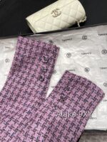 CHANEL24k haute couture workshop seriestaro purple semi high neck imported coarse woolen fabric with 100 camellia silk lining - Image 8