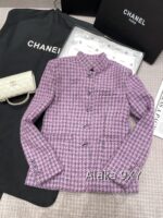 CHANEL24k haute couture workshop seriestaro purple semi high neck imported coarse woolen fabric with 100 camellia silk lining - Image 9