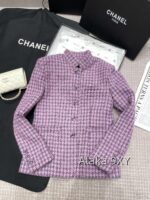 CHANEL24k haute couture workshop seriestaro purple semi high neck imported coarse woolen fabric with 100 camellia silk lining - Image 10