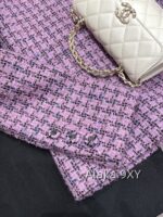 CHANEL24k haute couture workshop seriestaro purple semi high neck imported coarse woolen fabric with 100 camellia silk lining - Image 11
