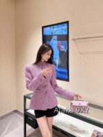CHANEL24k haute couture workshop seriestaro purple semi high neck imported coarse woolen fabric with 100 camellia silk lining - Image 13