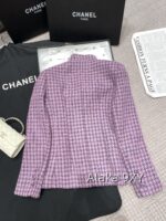 CHANEL24k haute couture workshop seriestaro purple semi high neck imported coarse woolen fabric with 100 camellia silk lining - Image 14