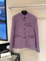 CHANEL24k haute couture workshop seriestaro purple semi high neck imported coarse woolen fabric with 100 camellia silk lining - Image 15