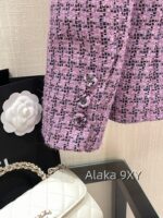 CHANEL24k haute couture workshop seriestaro purple semi high neck imported coarse woolen fabric with 100 camellia silk lining - Image 18