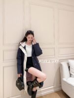 THOM BROWNE "Classic and versatile, timeless" TB Autumn and winter long down jacket with thick hood, college warm and loose fit, unisex down jacket, national standard 90 white duck down - Image 5