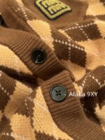 MIUMIU   24 Autumn/Winter New CollectionGirl's Sensation Academy Color blocked Grid Wool Cashmere Knitted Cardigan Loose Sweater - Image 5