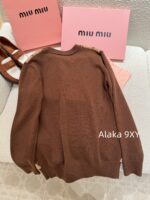 MIUMIU   24 Autumn/Winter New CollectionGirl's Sensation Academy Color blocked Grid Wool Cashmere Knitted Cardigan Loose Sweater - Image 21