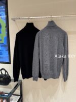 MIUMIU  A musthave high neck base sweater for autumn and winter2024 new letter logo basic versatile and super comfortable/100 sheep wool material high neck sweater
