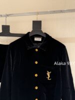 Yves Saint Laurent Y  2024 Autumn/Winter New Collection   Velvet shirt with lettering on the chest, velvet velvet jacket with cotton, women's/threedimensional cut velvet shorts, suit shorts, shorts - Image 10