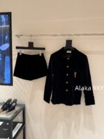 Yves Saint Laurent Y  2024 Autumn/Winter New Collection   Velvet shirt with lettering on the chest, velvet velvet jacket with cotton, women's/threedimensional cut velvet shorts, suit shorts, shorts - Image 11