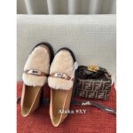 H  24 Autumn/Winter New CollectionLCONE Sheep Fur Kelly Buckle Retro British Style One Step Slip on Le Fu Shoes Women's Coarse Heel Thick Bottom Versatile Genuine Leather Single Shoes - Image 3