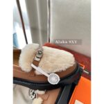 H  24 Autumn/Winter New CollectionLCONE Sheep Fur Kelly Buckle Retro British Style One Step Slip on Le Fu Shoes Women's Coarse Heel Thick Bottom Versatile Genuine Leather Single Shoes - Image 4