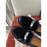 H  24 Autumn/Winter New CollectionLCONE Sheep Fur Kelly Buckle Retro British Style One Step Slip on Le Fu Shoes Women's Coarse Heel Thick Bottom Versatile Genuine Leather Single Shoes - Image 7