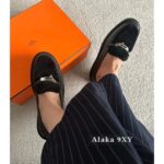 H  24 Autumn/Winter New CollectionLCONE Sheep Fur Kelly Buckle Retro British Style One Step Slip on Le Fu Shoes Women's Coarse Heel Thick Bottom Versatile Genuine Leather Single Shoes - Image 10