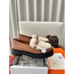 H  24 Autumn/Winter New CollectionLCONE Sheep Fur Kelly Buckle Retro British Style One Step Slip on Le Fu Shoes Women's Coarse Heel Thick Bottom Versatile Genuine Leather Single Shoes - Image 16