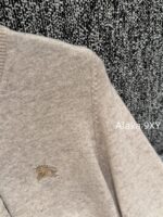 BURBERRY winter limited edition socialite outfit   24 new classic plaid cuffs original custom splicing 100 sheep wool knitted cardigan for women. - Image 5