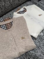 BURBERRY winter limited edition socialite outfit   24 new classic plaid cuffs original custom splicing 100 sheep wool knitted cardigan for women. - Image 6