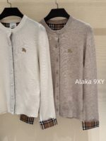 BURBERRY winter limited edition socialite outfit   24 new classic plaid cuffs original custom splicing 100 sheep wool knitted cardigan for women. - Image 13