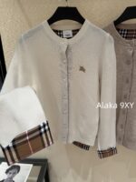 BURBERRY winter limited edition socialite outfit   24 new classic plaid cuffs original custom splicing 100 sheep wool knitted cardigan for women. - Image 17