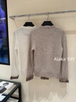 BURBERRY winter limited edition socialite outfit   24 new classic plaid cuffs original custom splicing 100 sheep wool knitted cardigan for women. - Image 19