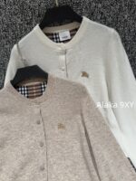 BURBERRY winter limited edition socialite outfit   24 new classic plaid cuffs original custom splicing 100 sheep wool knitted cardigan for women. - Image 21