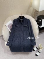 CHANEL's "French Retro Dressing" 2024k Autumn New Mid length Skirt, Elegant Style, Coarse Hemp Pocket Zipper Design Coat for Women. 100 silk lining - Image 5