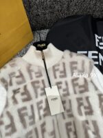 FENDI  24FW classic letter logo autumn and winter flower double "F" knitted cardigan imported whole piece mink fur grass jacket women's short jacket. Available in three colors - Image 3
