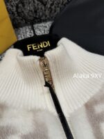 FENDI  24FW classic letter logo autumn and winter flower double "F" knitted cardigan imported whole piece mink fur grass jacket women's short jacket. Available in three colors - Image 4