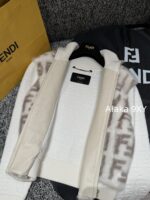 FENDI  24FW classic letter logo autumn and winter flower double "F" knitted cardigan imported whole piece mink fur grass jacket women's short jacket. Available in three colors - Image 6