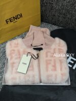 FENDI  24FW classic letter logo autumn and winter flower double "F" knitted cardigan imported whole piece mink fur grass jacket women's short jacket. Available in three colors - Image 10