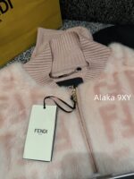 FENDI  24FW classic letter logo autumn and winter flower double "F" knitted cardigan imported whole piece mink fur grass jacket women's short jacket. Available in three colors - Image 11