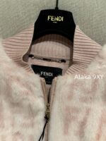 FENDI  24FW classic letter logo autumn and winter flower double "F" knitted cardigan imported whole piece mink fur grass jacket women's short jacket. Available in three colors - Image 19