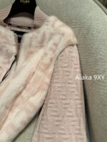 FENDI  24FW classic letter logo autumn and winter flower double "F" knitted cardigan imported whole piece mink fur grass jacket women's short jacket. Available in three colors - Image 20
