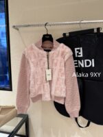 FENDI  24FW classic letter logo autumn and winter flower double "F" knitted cardigan imported whole piece mink fur grass jacket women's short jacket. Available in three colors - Image 21