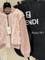 FENDI  24FW classic letter logo autumn and winter flower double "F" knitted cardigan imported whole piece mink fur grass jacket women's short jacket. Available in three colors - Image 22
