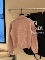 FENDI  24FW classic letter logo autumn and winter flower double "F" knitted cardigan imported whole piece mink fur grass jacket women's short jacket. Available in three colors - Image 23