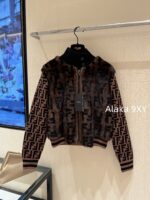 FENDI  24FW classic letter logo autumn and winter flower double "F" knitted cardigan imported whole piece mink fur grass jacket women's short jacket. Available in three colors - Image 26