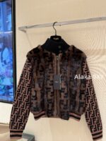 FENDI  24FW classic letter logo autumn and winter flower double "F" knitted cardigan imported whole piece mink fur grass jacket women's short jacket. Available in three colors - Image 27