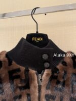 FENDI  24FW classic letter logo autumn and winter flower double "F" knitted cardigan imported whole piece mink fur grass jacket women's short jacket. Available in three colors - Image 28