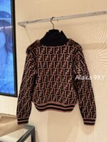 FENDI  24FW classic letter logo autumn and winter flower double "F" knitted cardigan imported whole piece mink fur grass jacket women's short jacket. Available in three colors - Image 30