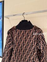 FENDI  24FW classic letter logo autumn and winter flower double "F" knitted cardigan imported whole piece mink fur grass jacket women's short jacket. Available in three colors - Image 31