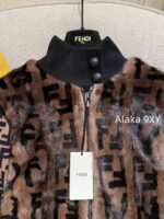 FENDI  24FW classic letter logo autumn and winter flower double "F" knitted cardigan imported whole piece mink fur grass jacket women's short jacket. Available in three colors - Image 34