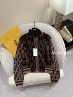 FENDI  24FW classic letter logo autumn and winter flower double "F" knitted cardigan imported whole piece mink fur grass jacket women's short jacket. Available in three colors - Image 37