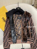 FENDI  24FW classic letter logo autumn and winter flower double "F" knitted cardigan imported whole piece mink fur grass jacket women's short jacket. Available in three colors - Image 40