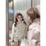 FENDI  24FW classic letter logo autumn and winter flower double "F" knitted cardigan imported whole piece mink fur grass jacket women's short jacket. Available in three colors - Image 44