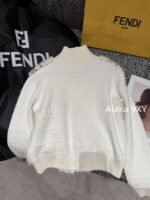 FENDI  24FW classic letter logo autumn and winter flower double "F" knitted cardigan imported whole piece mink fur grass jacket women's short jacket. Available in three colors - Image 50