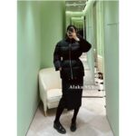 PRADA   2024 SS Autumn/Winter New Collection  Triangular logo letter hooded black ant elastic waist cinched waist, national standard 90 goose down down jacket, women's bread jacket - Image 9