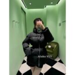 PRADA   2024 SS Autumn/Winter New Collection  Triangular logo letter hooded black ant elastic waist cinched waist, national standard 90 goose down down jacket, women's bread jacket - Image 10