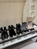 CHANEL  24K Autumn/Winter Fashion Collection  Heavy Industry Diamond Bow Large Logo Design for Women with Thick Heels and Short Boots. Imported velvet  Leather lining - Image 13